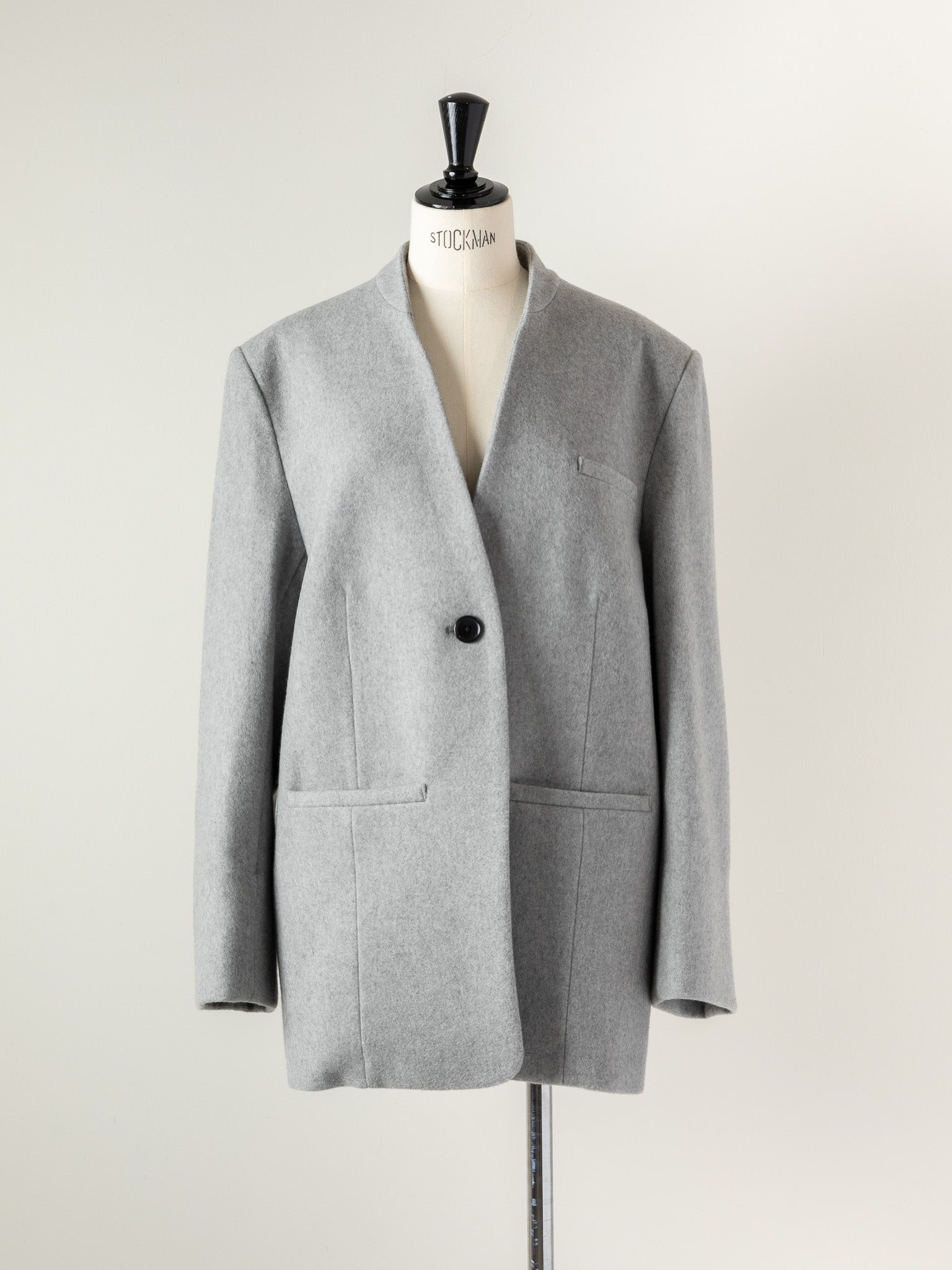 Collarless Jacket Coat-LT gray – Olinks.inc