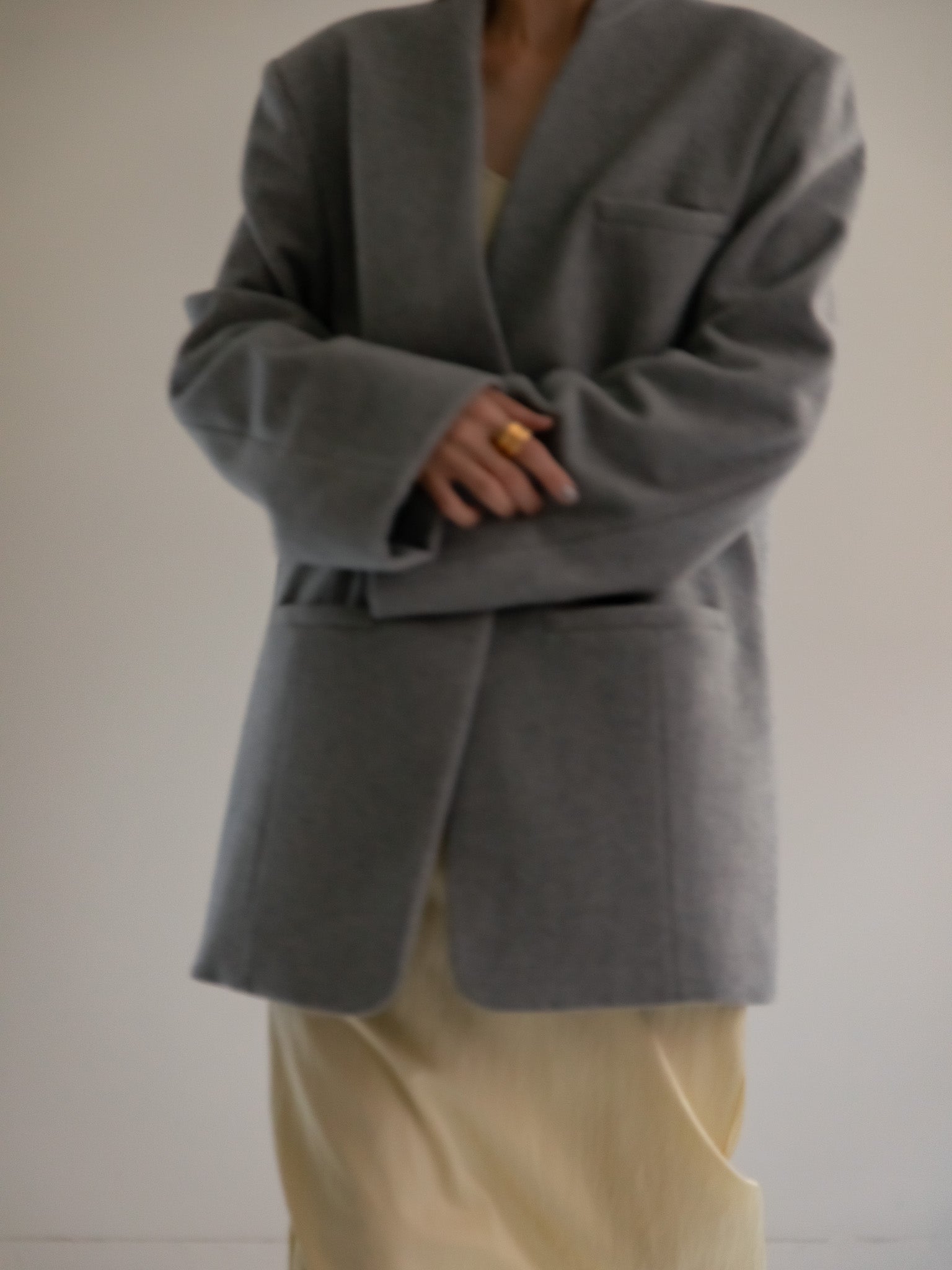 Collarless Jacket Coat-LT gray – Olinks.inc